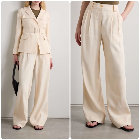 A.L.C. Pants - New! A.L.C. Tommy II Cream Pleated Wide-Leg Relaxed Women's Trousers 🤍 size 6